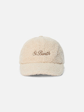 Cappello con visiera Baseball in sherpa beige