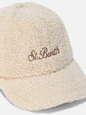 Cappello con visiera Baseball in sherpa beige