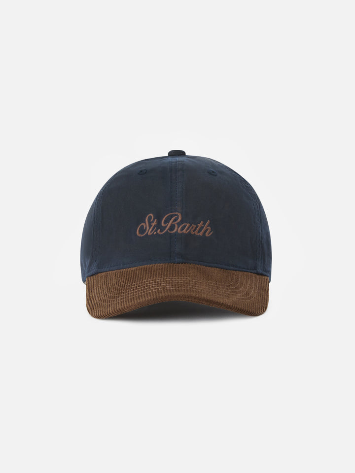 Gorra de pana encerada Navy blue Baseball con bordado del logo 