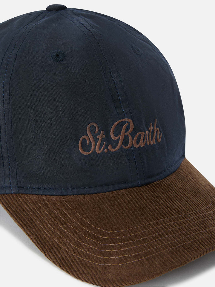 Gorra de pana encerada Navy blue Baseball con bordado del logo 