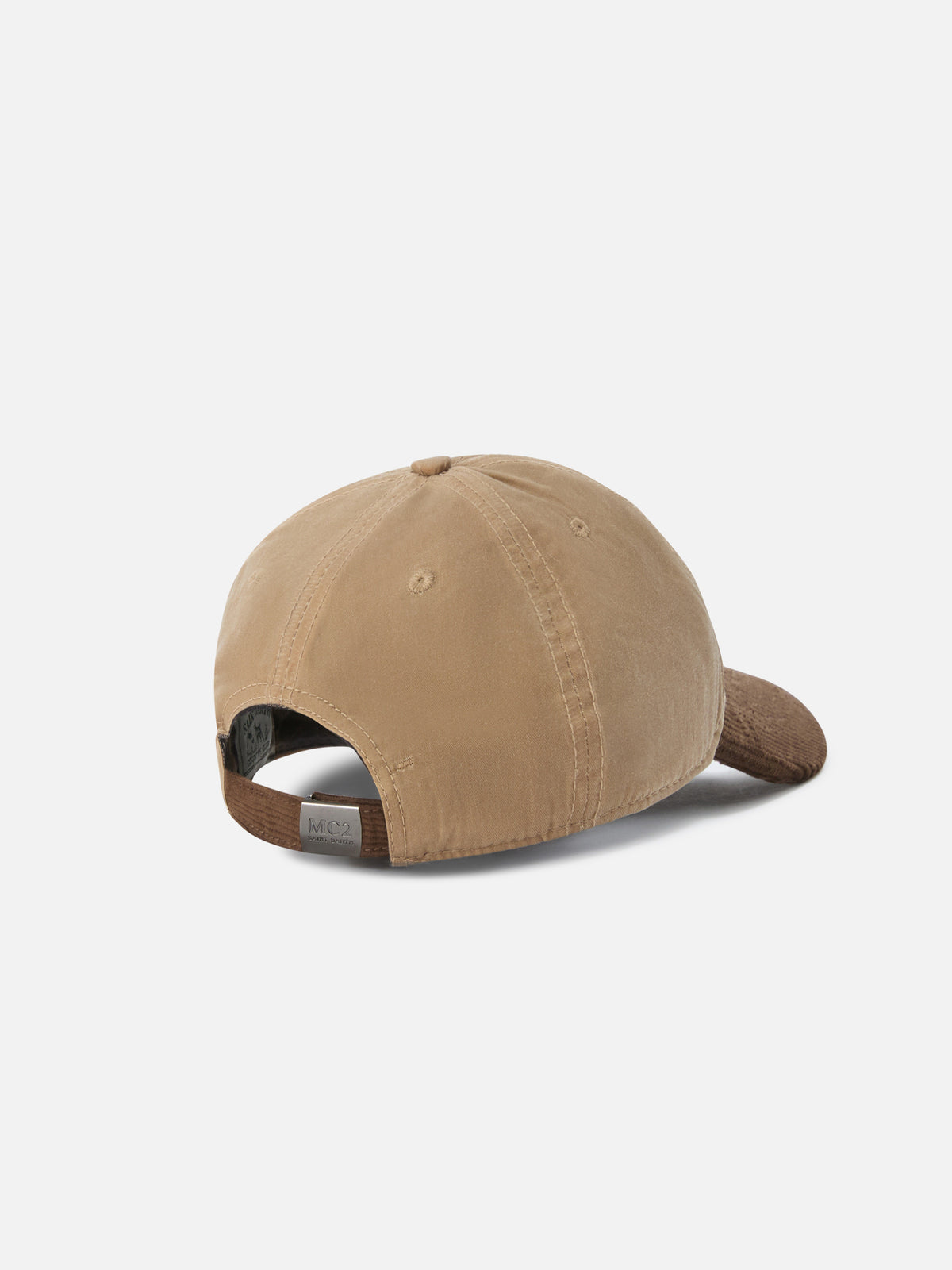 Cappello Baseball nocciola in velluto a coste cerato con ricamo logo
