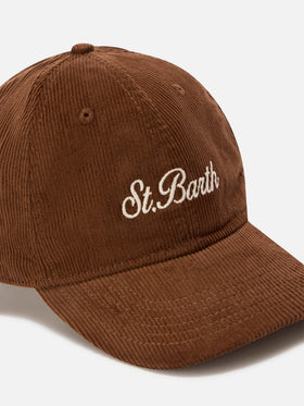 Gorra de pana Beige Baseball con bordado del logo 