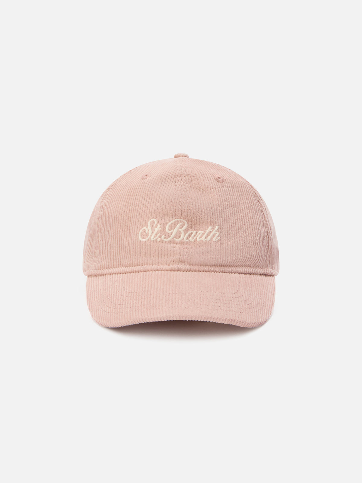 Rosa Baseball Kappe aus Cord mit Logostickerei 