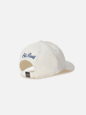 Gorra de pana Baseball color blanco roto con bordado St. Moritz | Special edition 