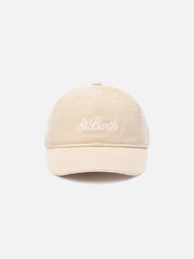 Casquette en velours côtelé Baseball grise avec logo brodé 