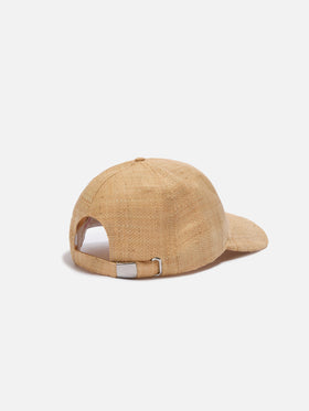 Cappellino da baseball in raffia beige con ricamo St. Barth