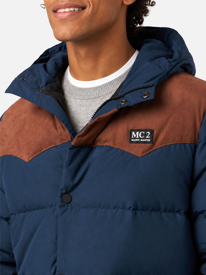Baxter blaue Daunenjacke mit Kapuze 