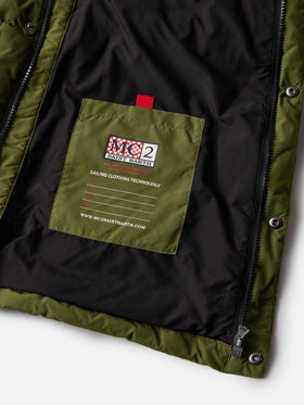 Piumino da uomo verde militare con cappuccio