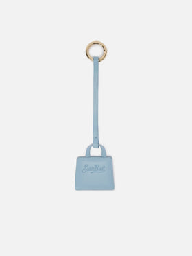 Mini Bag Charm in light blue leather