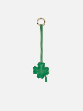 Four-Leaf Clover Bag Charm in green leather
