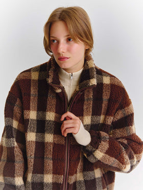 Giacca Bercy in teddy con motivo tartan