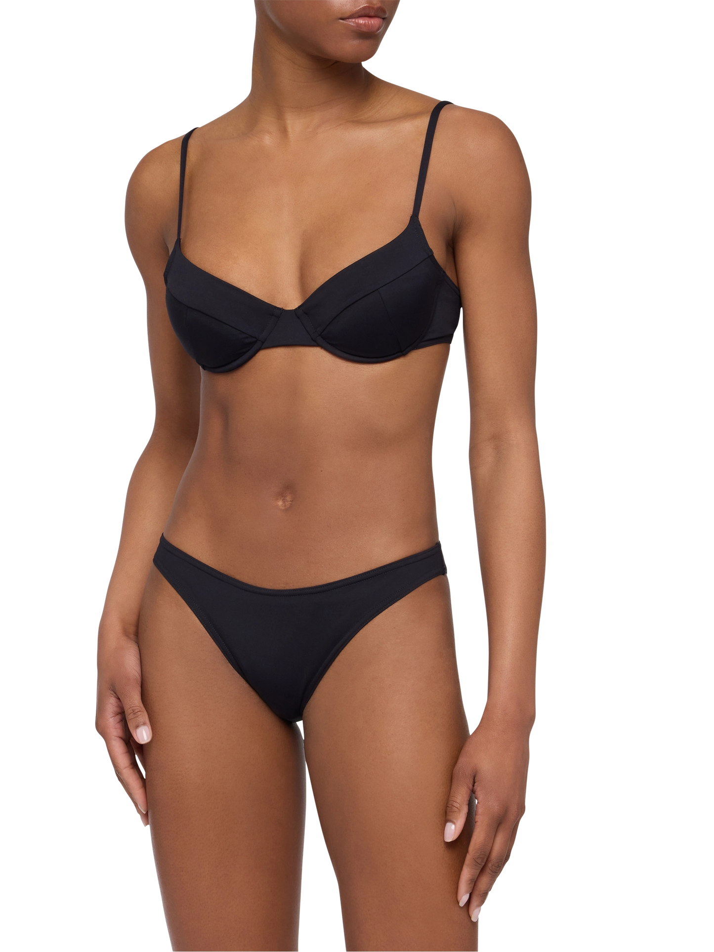 Bea bralette nera con ferretto - Slip mare classico Lido nero