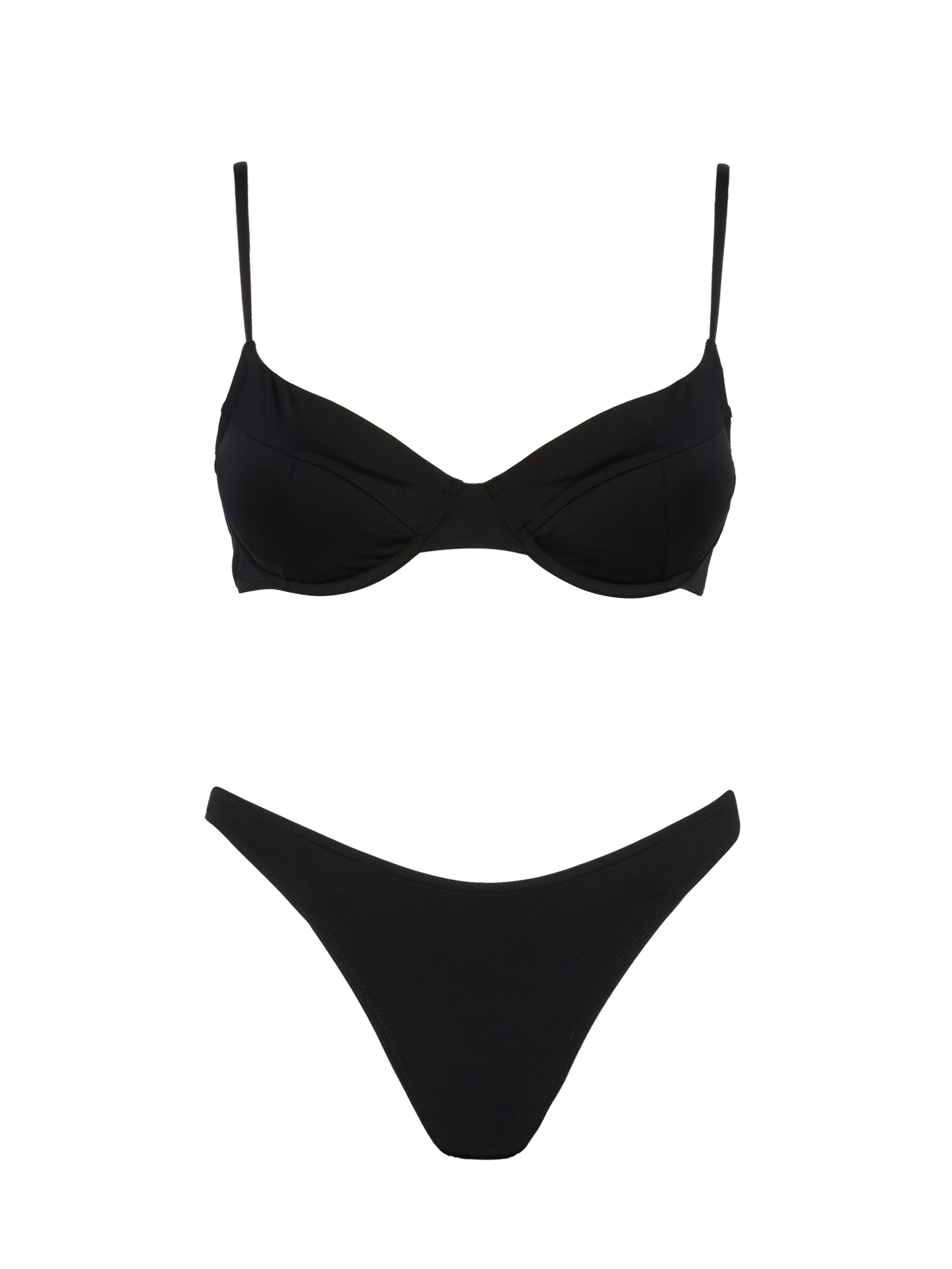 Bea bralette nera con ferretto - Slip mare classico Lido nero