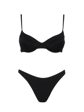 Bea bralette nera con ferretto - Slip mare classico Lido nero