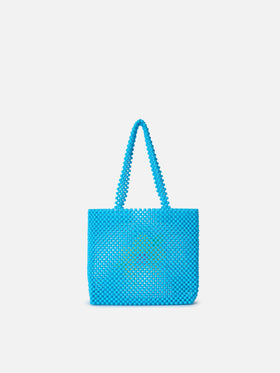 Turquoise Beaded Shopper Bag