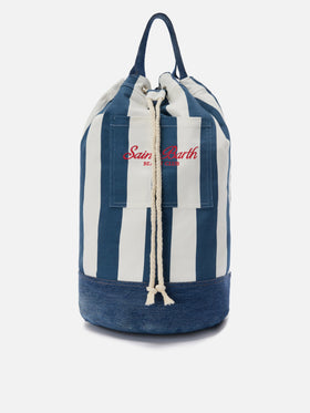 Beach Backpack in striped fabric with embroidered logo