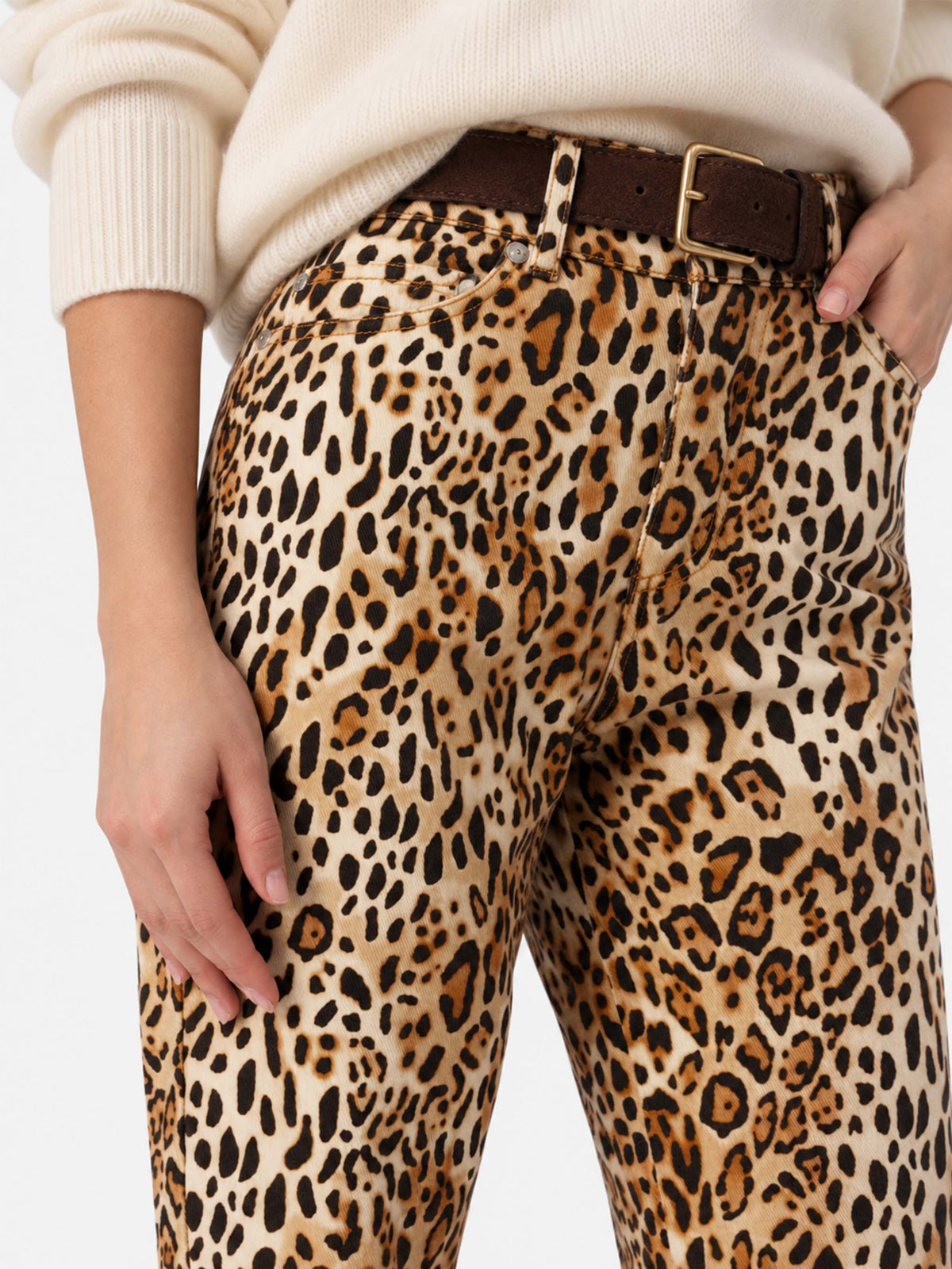 Belleville animal print denim pants