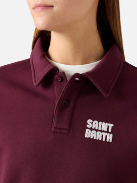 Bordeauxfarbenes Poloshirt aus Baumwolle Berenice mit Saint Barth Flockprint 