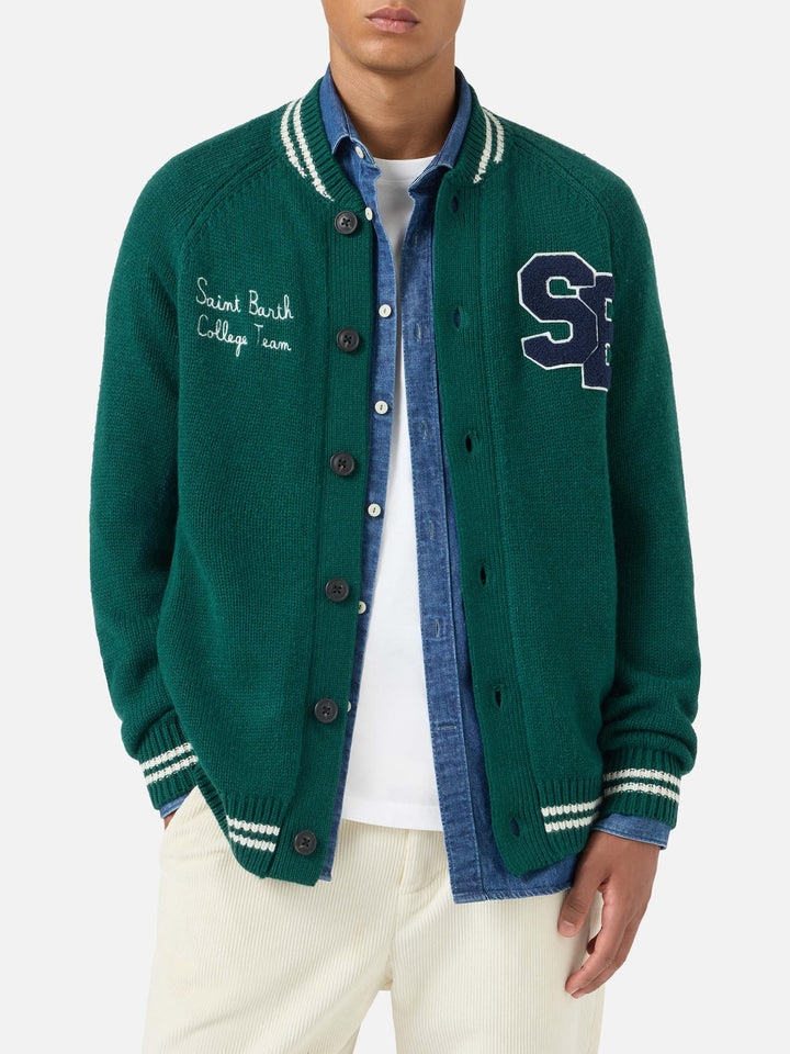 Bomber Benjamin in maglia blu navy stile college