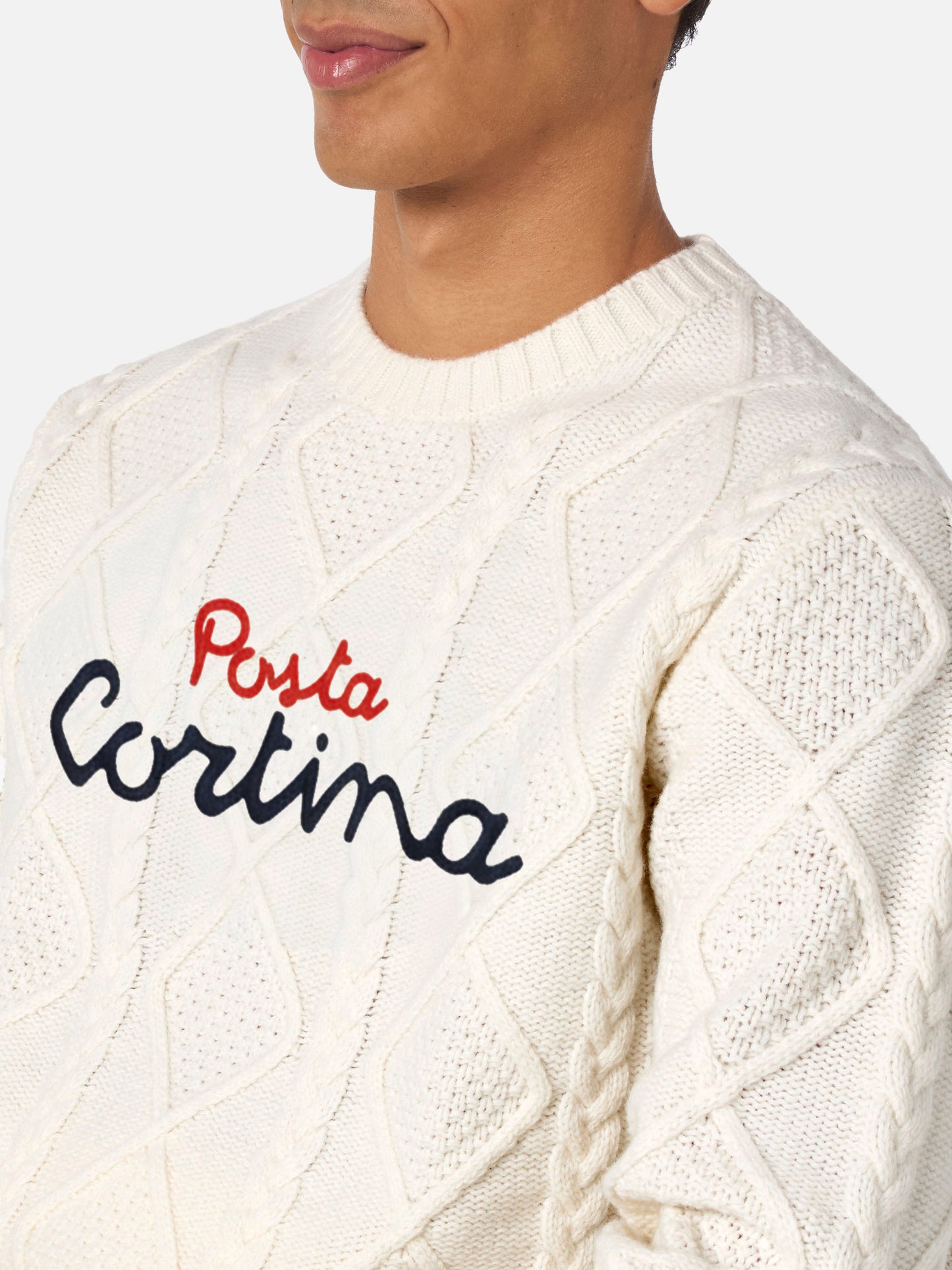 White crewneck sweater Bergen Tricot