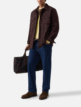 Overshirt Bexley marrone cerata con collo in velluto a costine