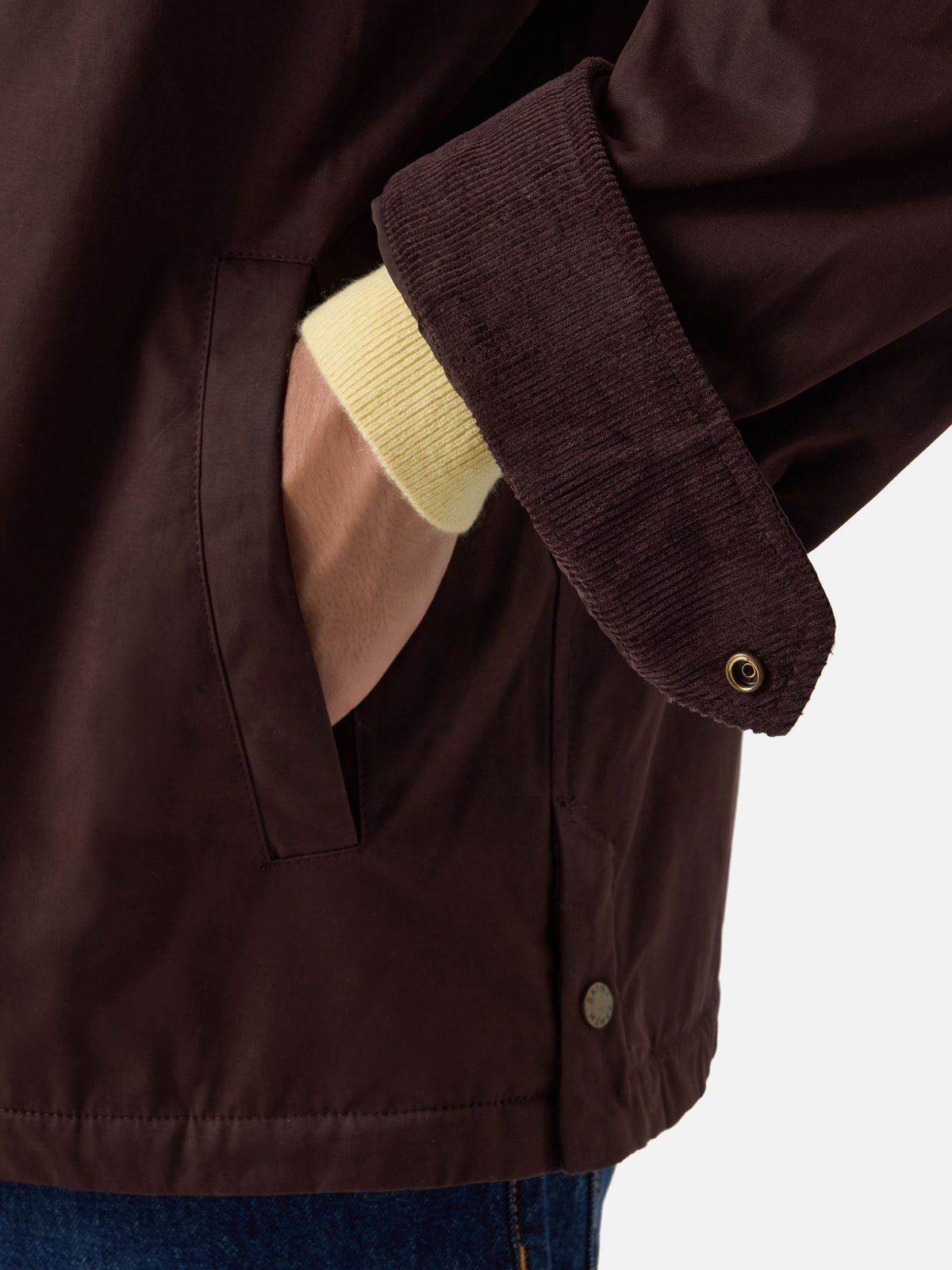 Overshirt Bexley marrone cerata con collo in velluto a costine