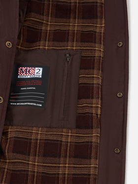 Overshirt Bexley marrone cerata con collo in velluto a costine