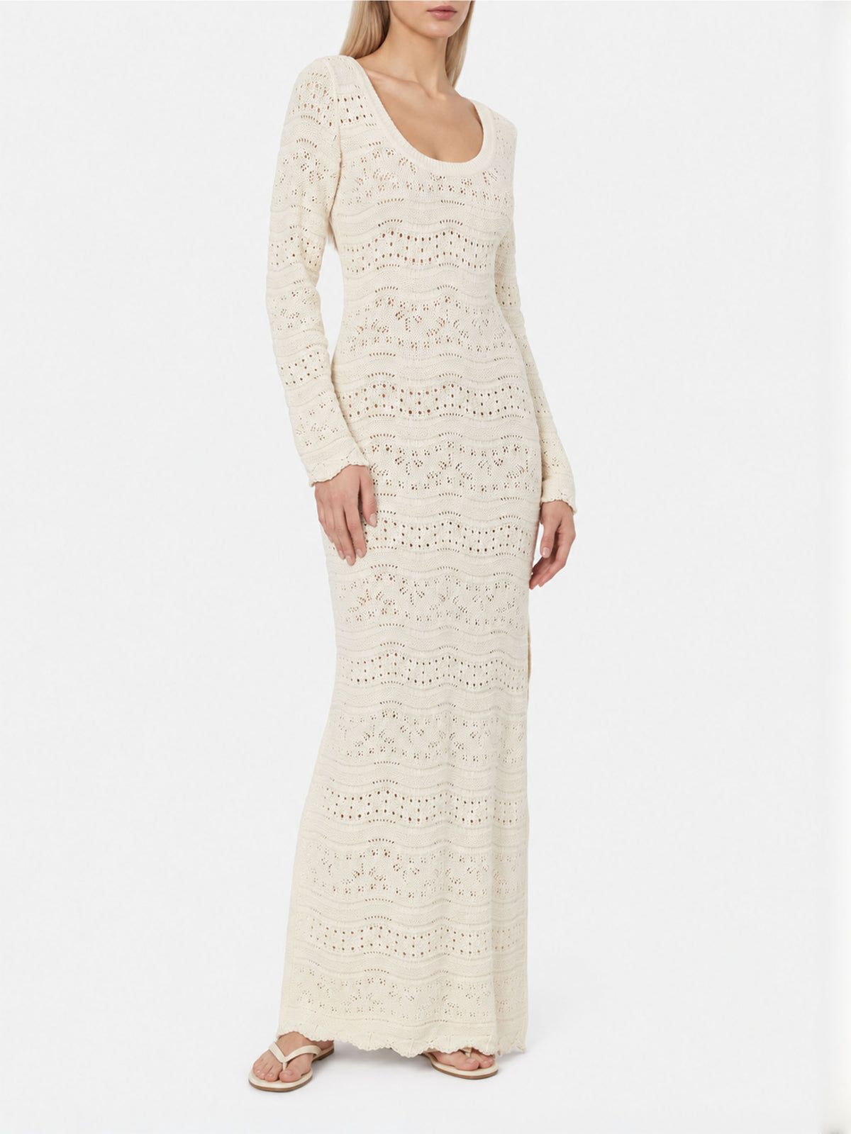 Cream Belly knitted midi dress