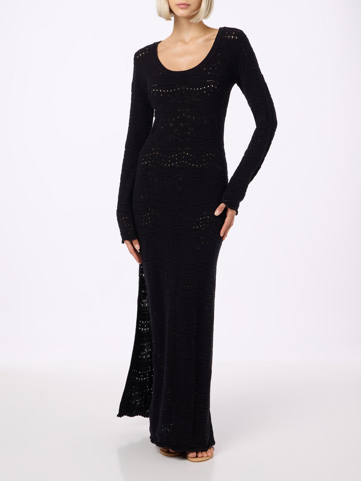 Black woman cotton knit midi dress - MC2 Saint Barth