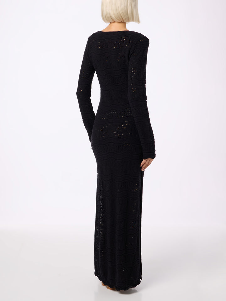 Black woman cotton knit midi dress - MC2 Saint Barth