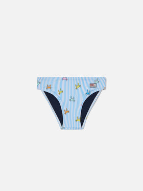 Billy striped swim briefs with all-over crab print