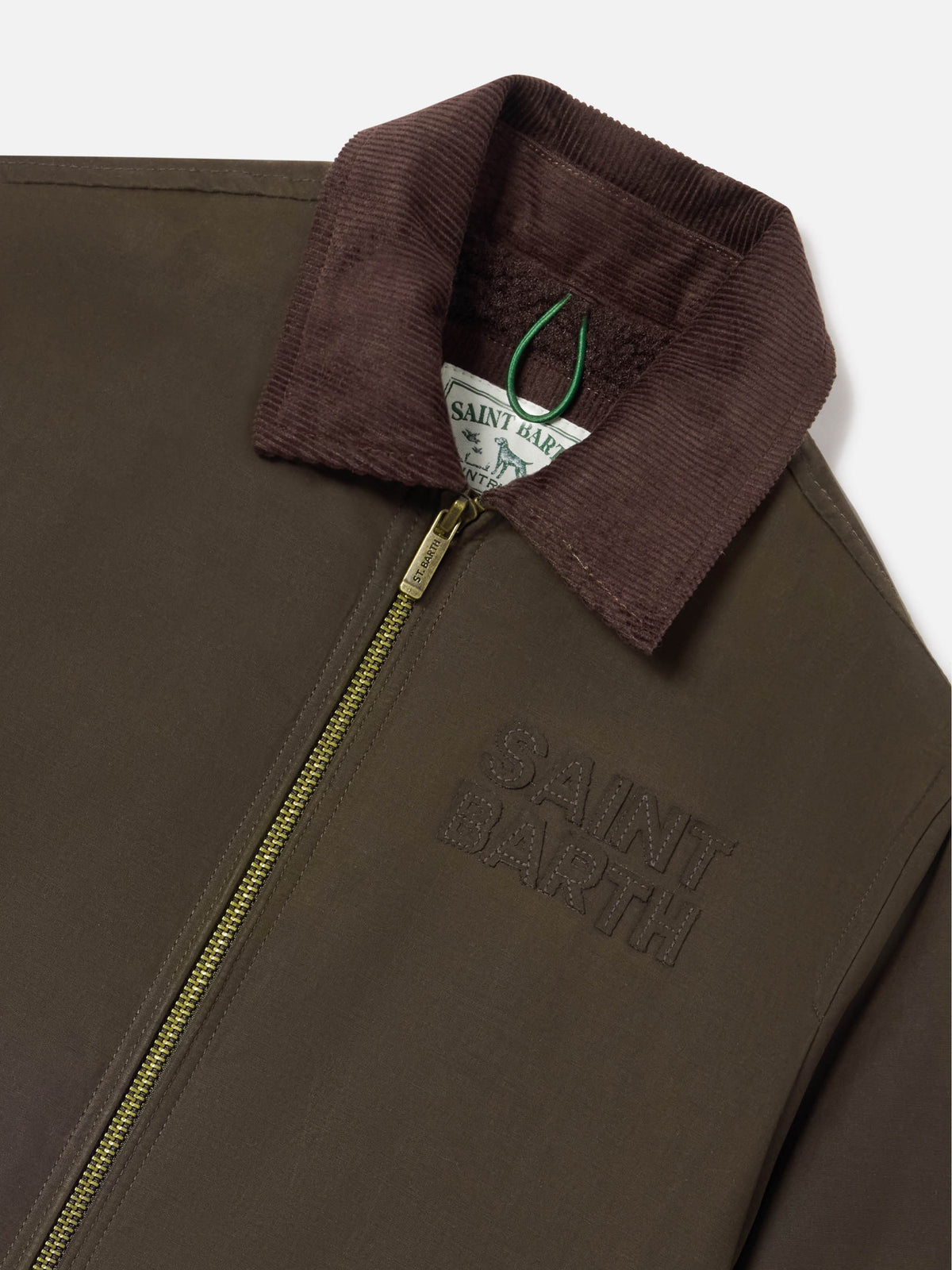 Gewachste Birdie-Jacke in Militärgrün mit Cordkragen 