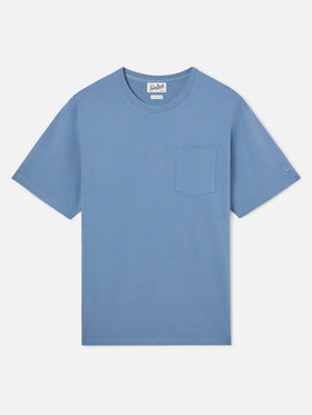 Dusty blue Bakewell T-Shirt aus Baumwoll-Piqué mit Tasche und Logostickerei 