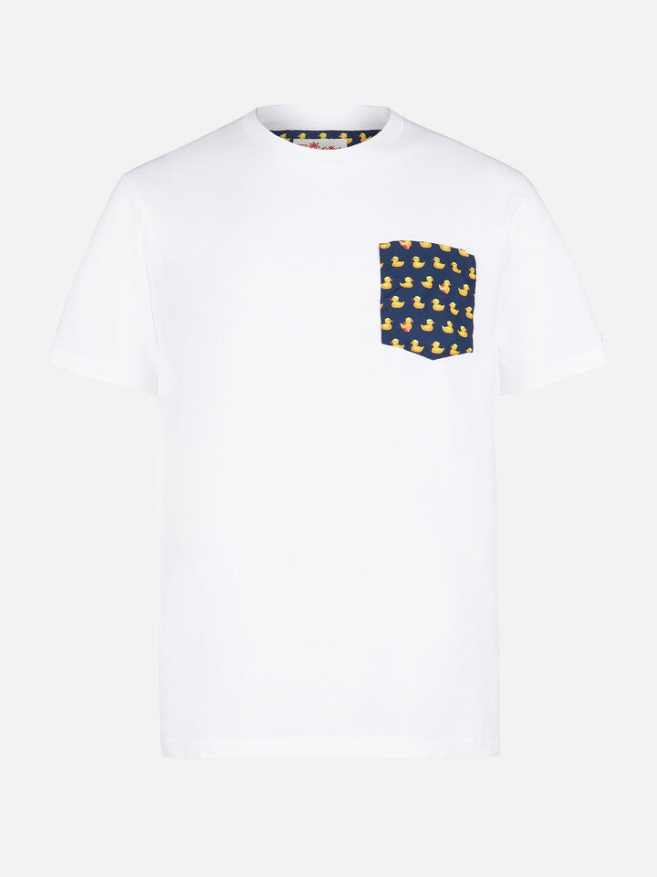 Herren-T-Shirt aus Baumwolle mit bedruckter Tasche