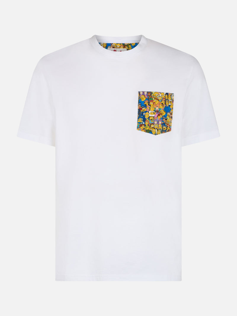 T-shirt da uomo in cotone Blanche con taschino stampato Simpsons | EDIZIONE SPECIALE I SIMPSON