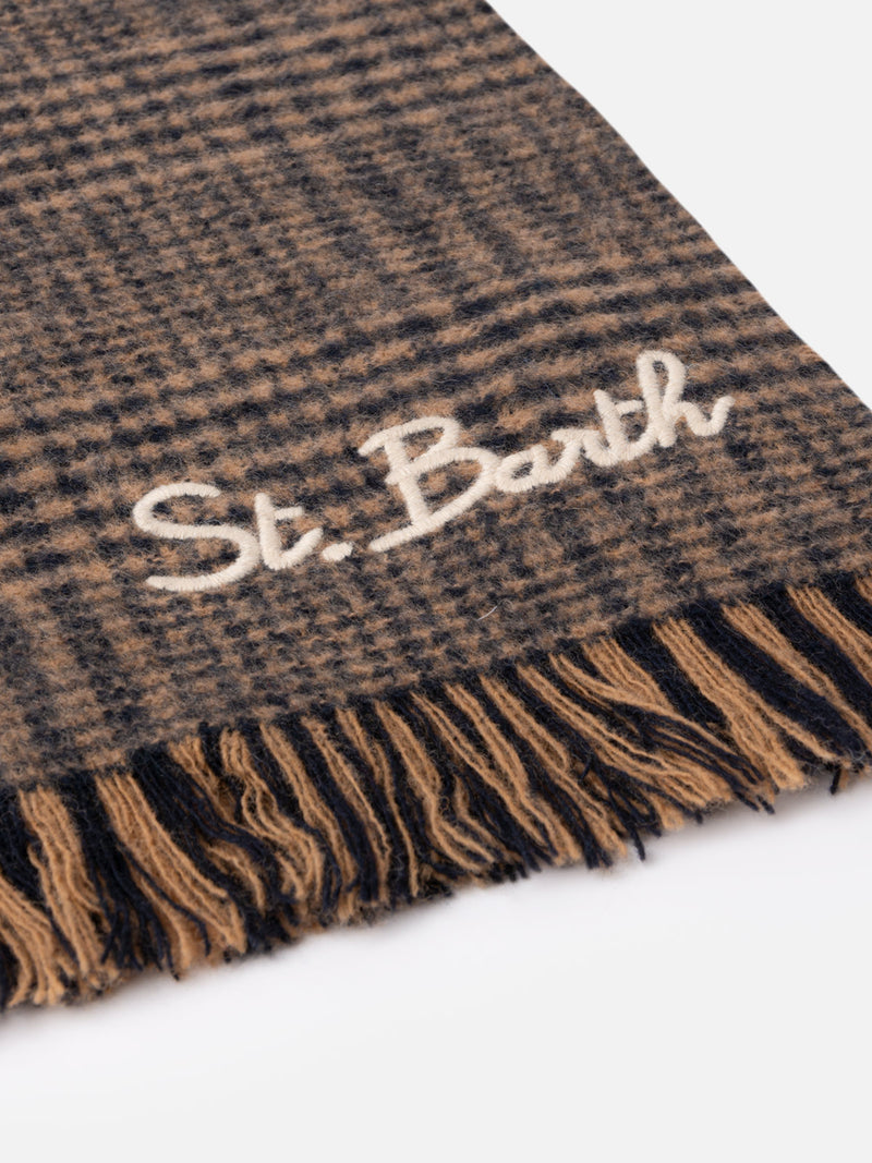 Sciarpa Blanket con motivo Principe di Galles e ricamo St. Barth