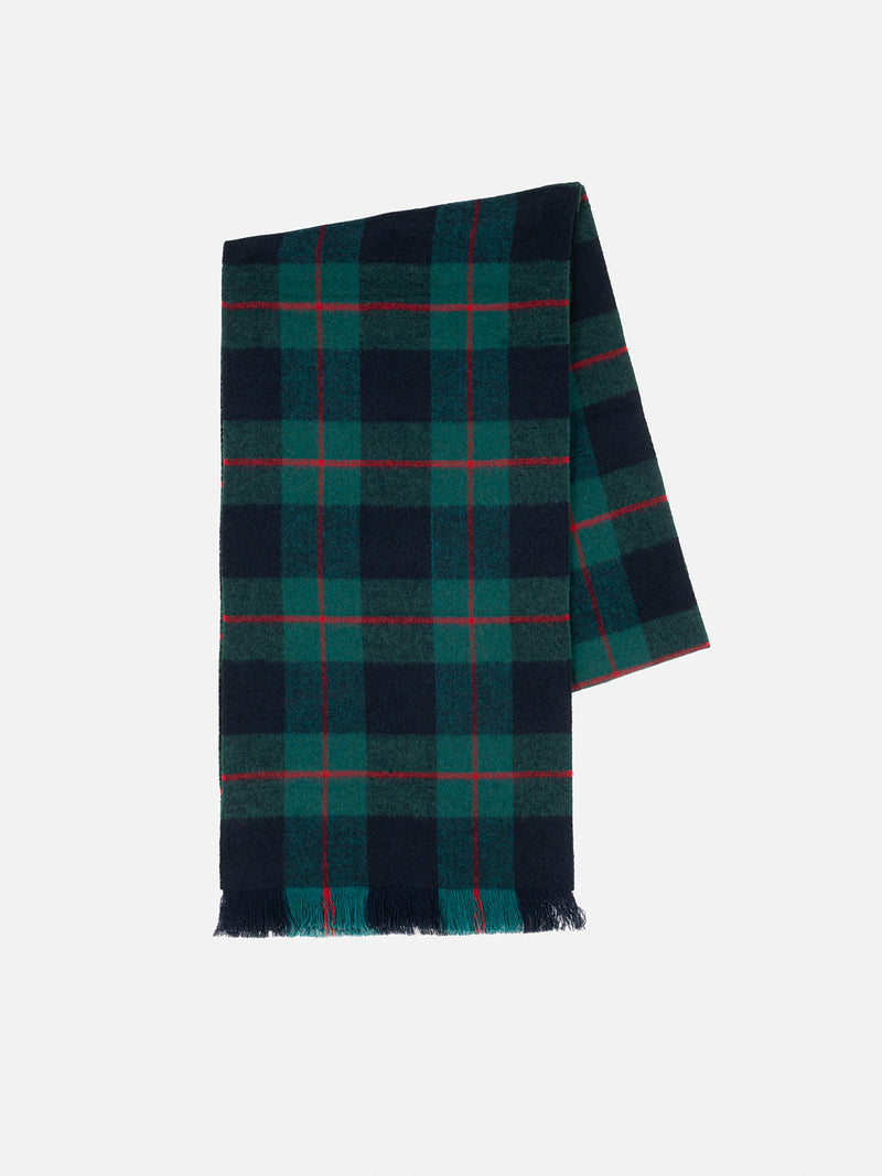 Blanket scarf with tartan pattern and St. Barth embroidery