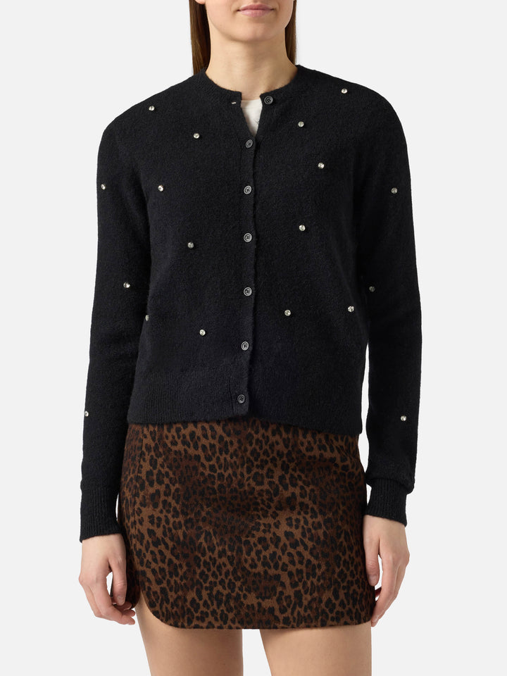 Schwarze Strickjacke Bellamy für Damen mit Strasssteinen