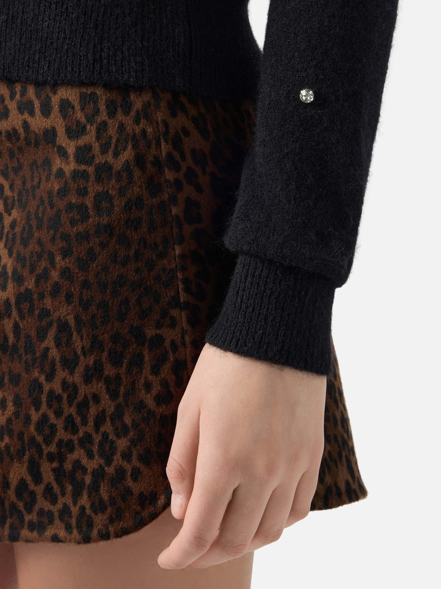 Schwarze Strickjacke Bellamy für Damen mit Strasssteinen