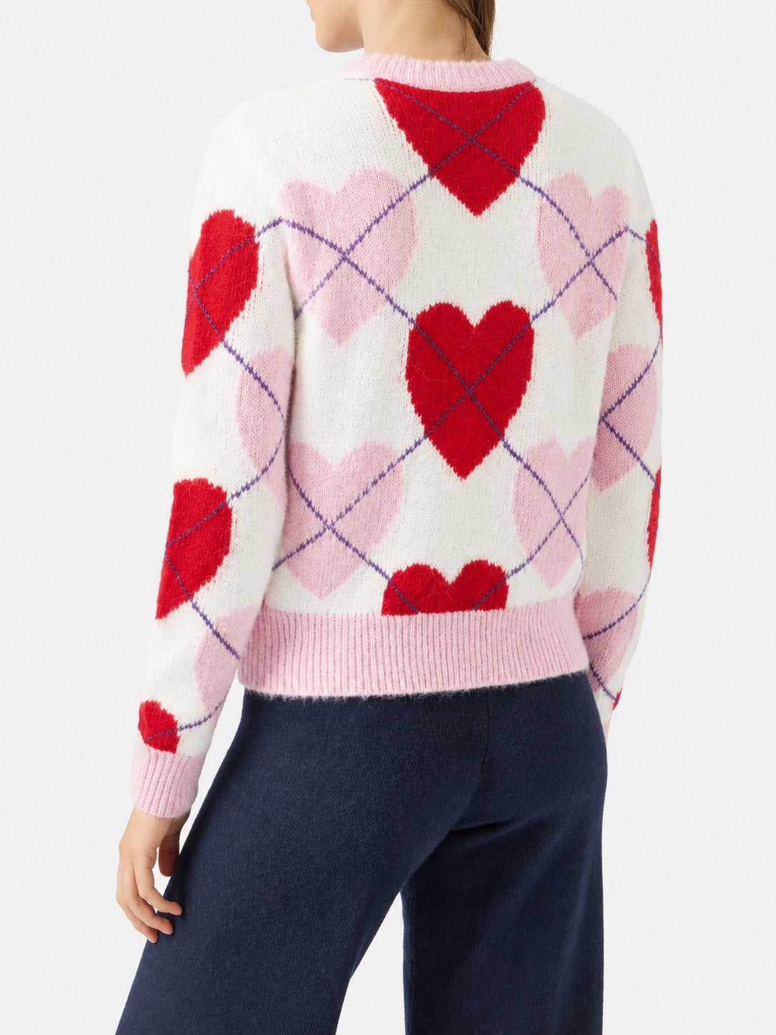 Maglione Bloom Soft in maglia con fantasia argyle e cuori