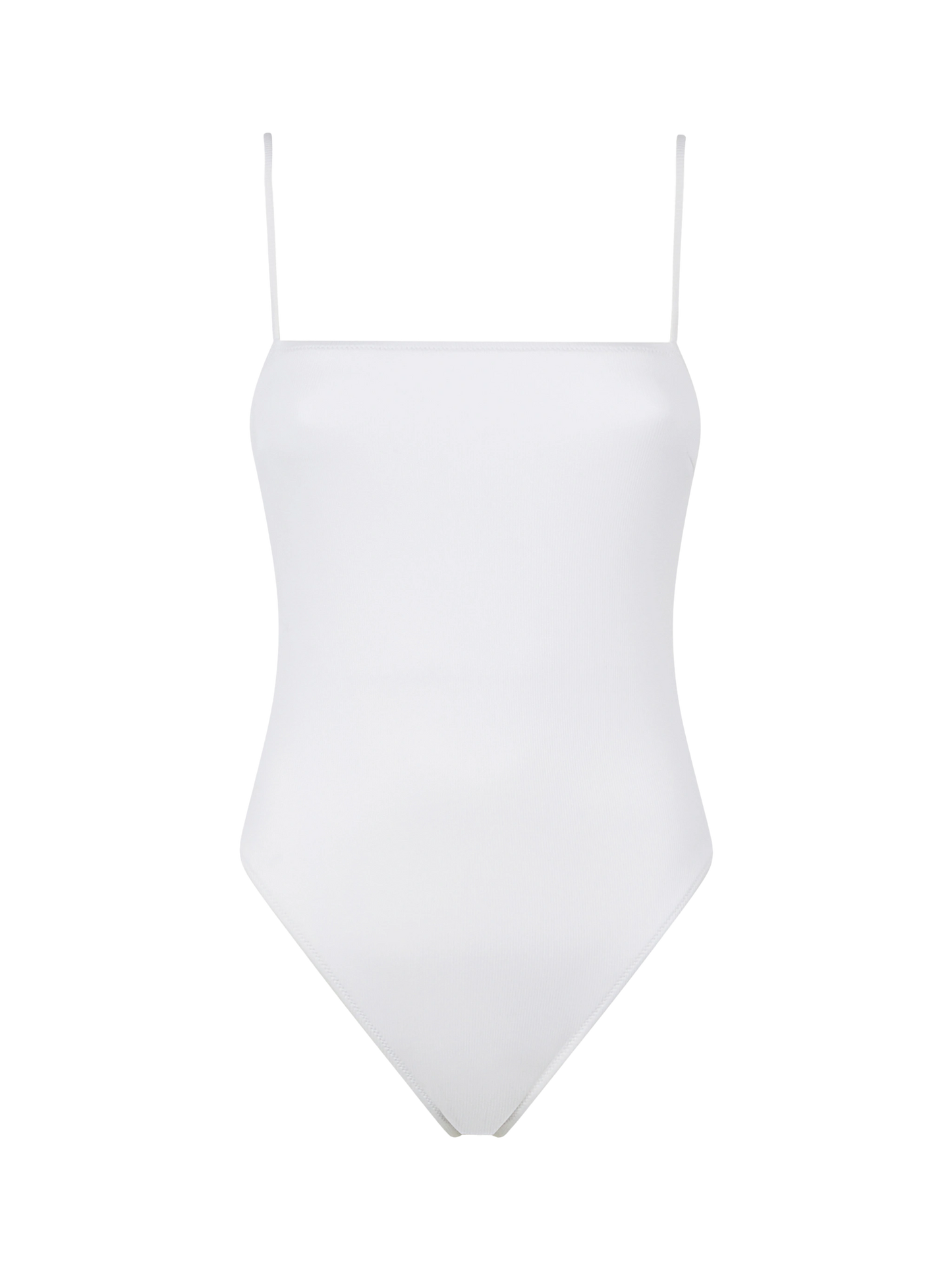 Woman white ribbed one piece swimsuit