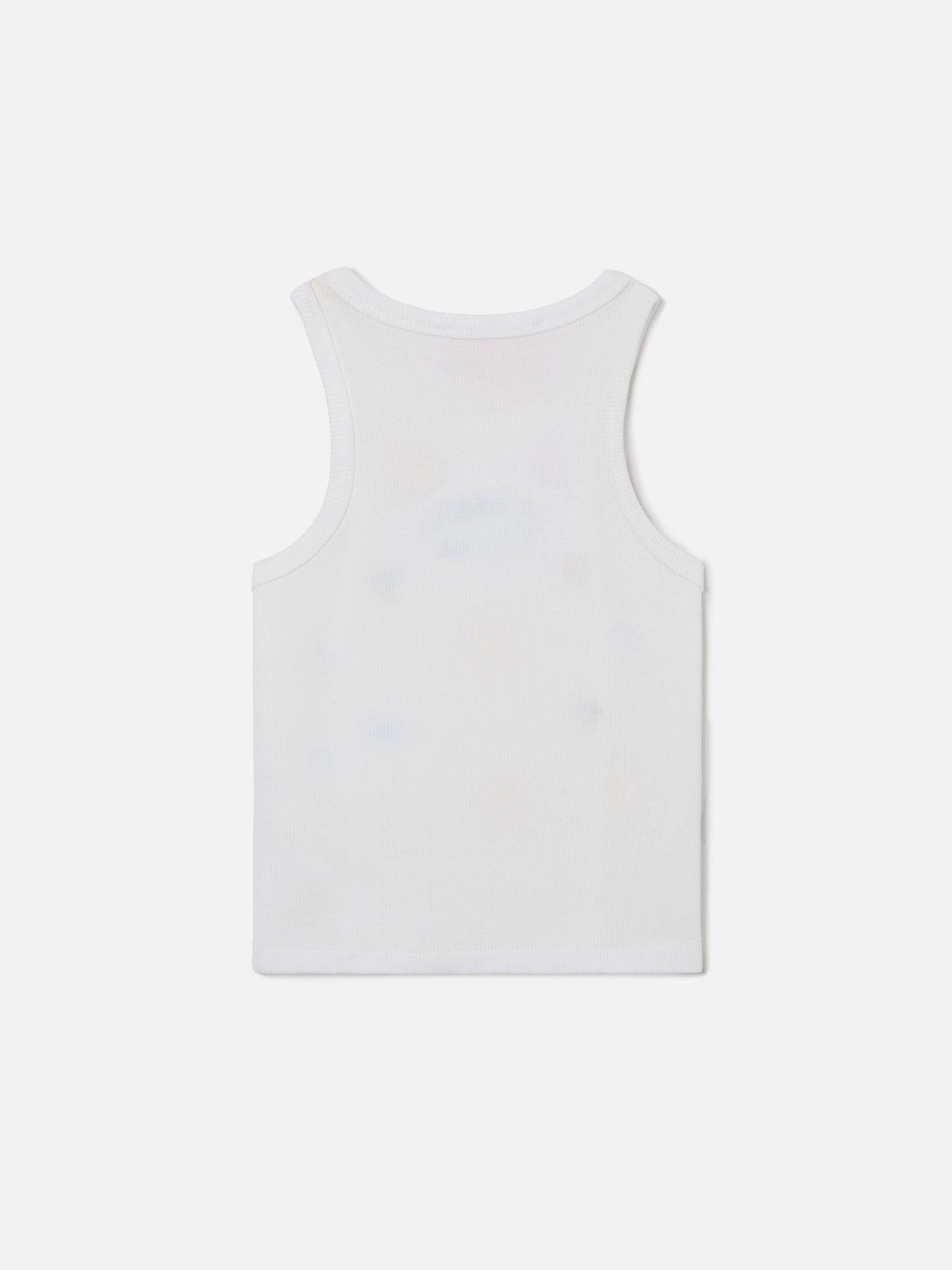 Camiseta de tirantes Blue Jr en algodón elástico blanco con bordado multicolor 
