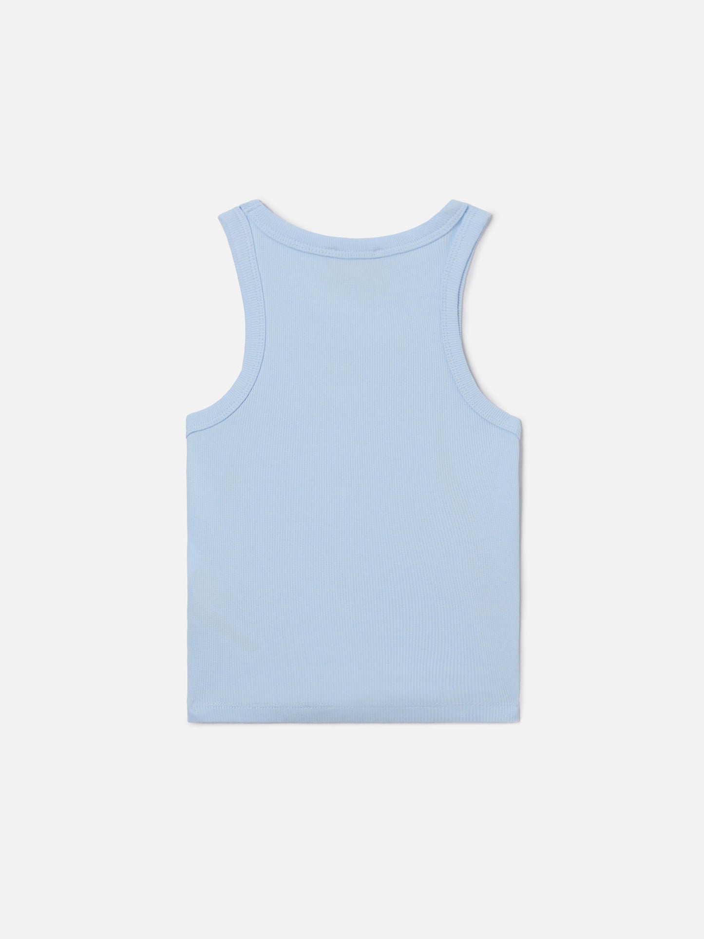 Blaues Jr Tank-Top in Hellblau mit süßer St. Barth-Stickerei und Erdbeeren 