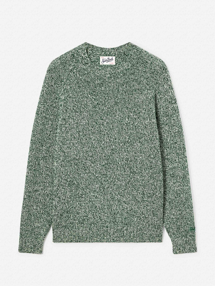Green Blunt wool crewneck with mouliné knit