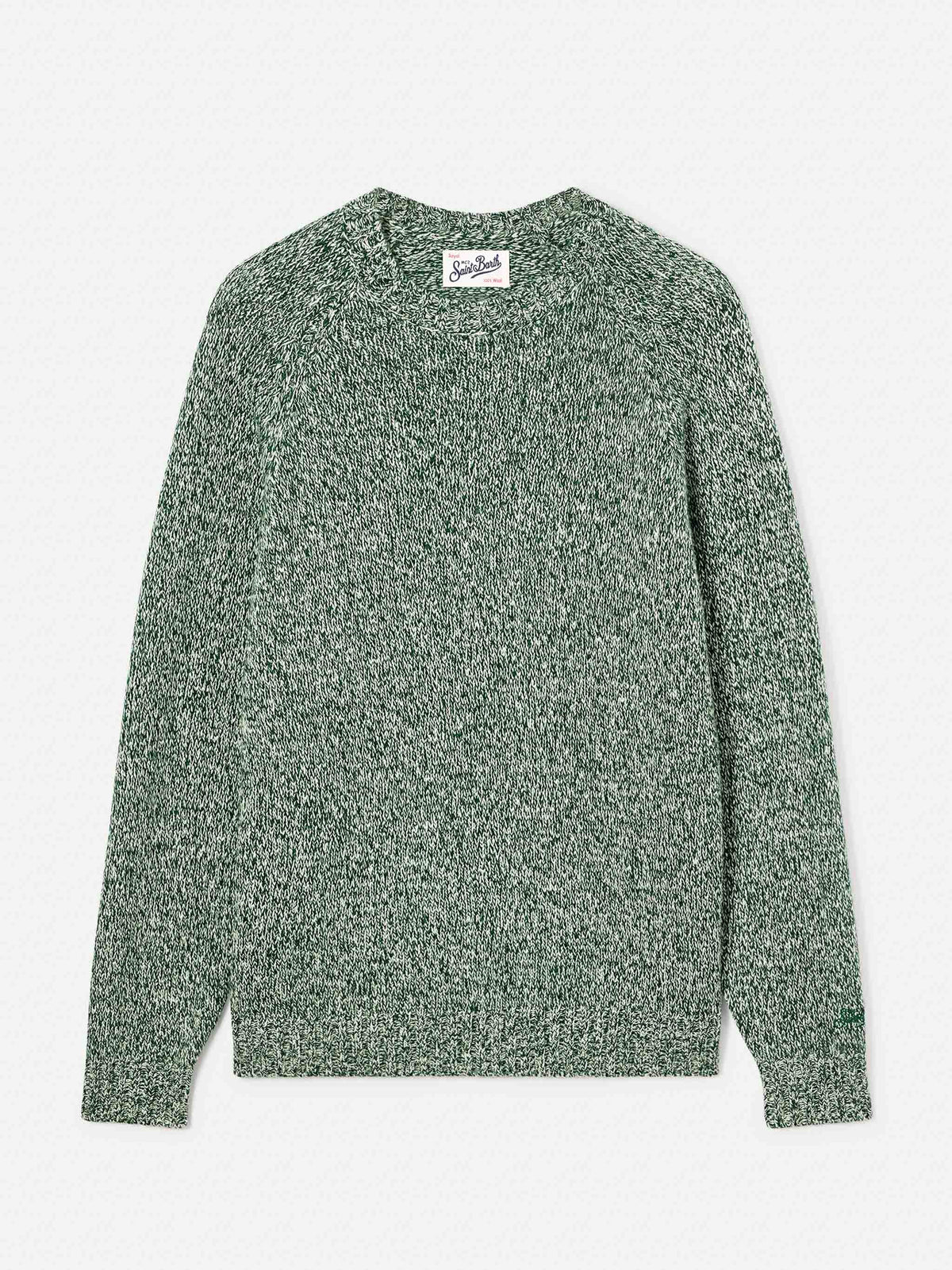 Pull col rond en laine Blunt verte avec maille moulinée 