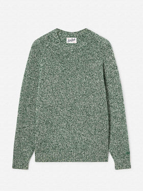 Pull col rond en laine Blunt verte avec maille moulinée 