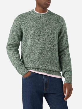 Pull col rond en laine Blunt verte avec maille moulinée 