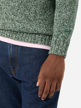 Pull col rond en laine Blunt verte avec maille moulinée 
