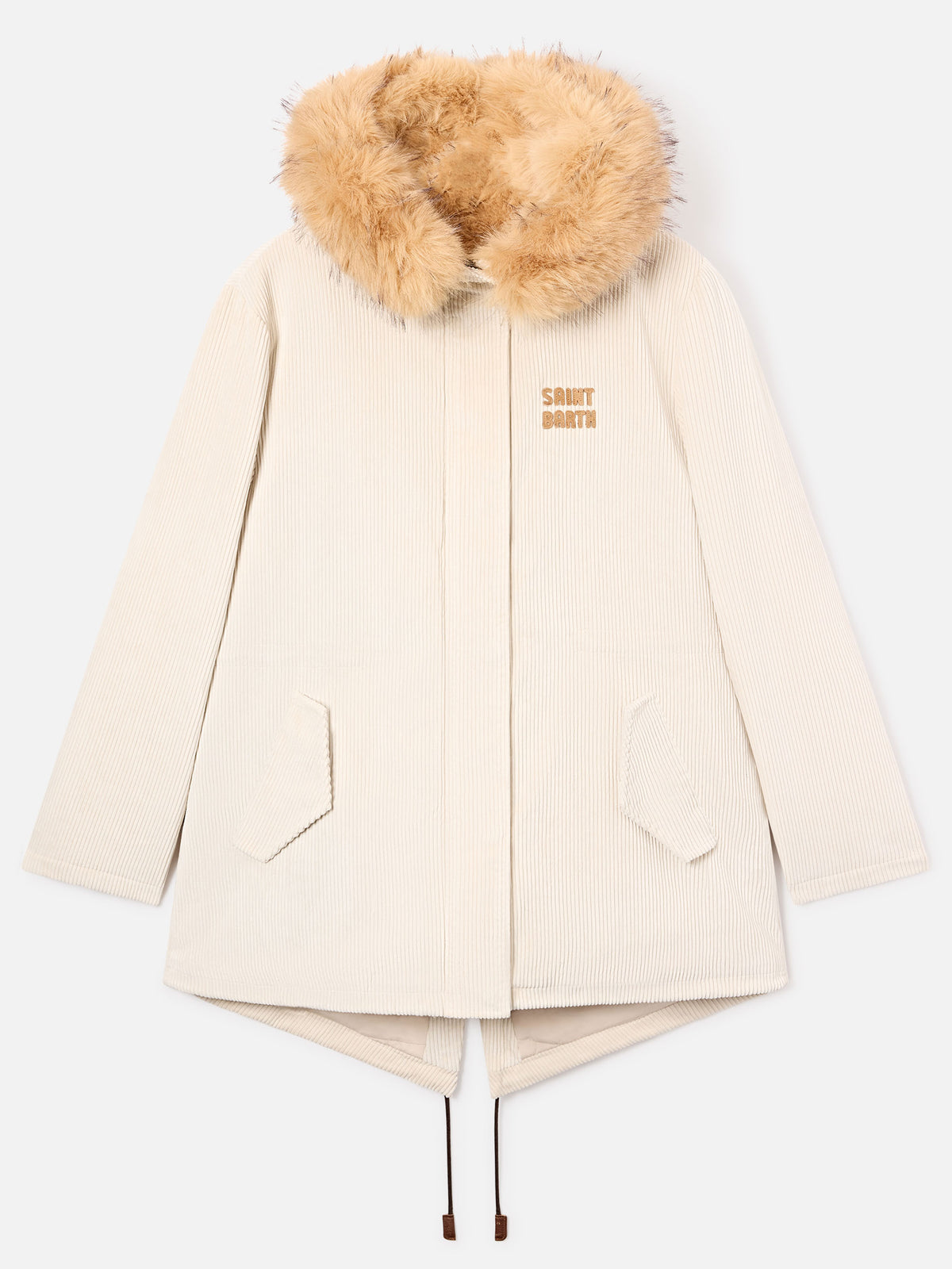 Parka Ice Brenna en velours côtelé avec capuche en fausse fourrure 
