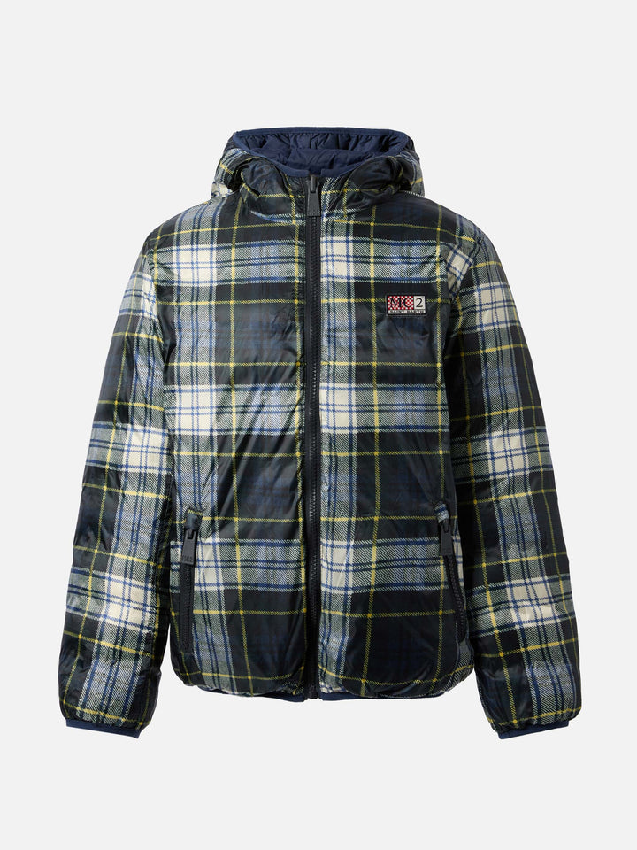 Wendbare Daunenjacke Bob in Marineblau und Tartan